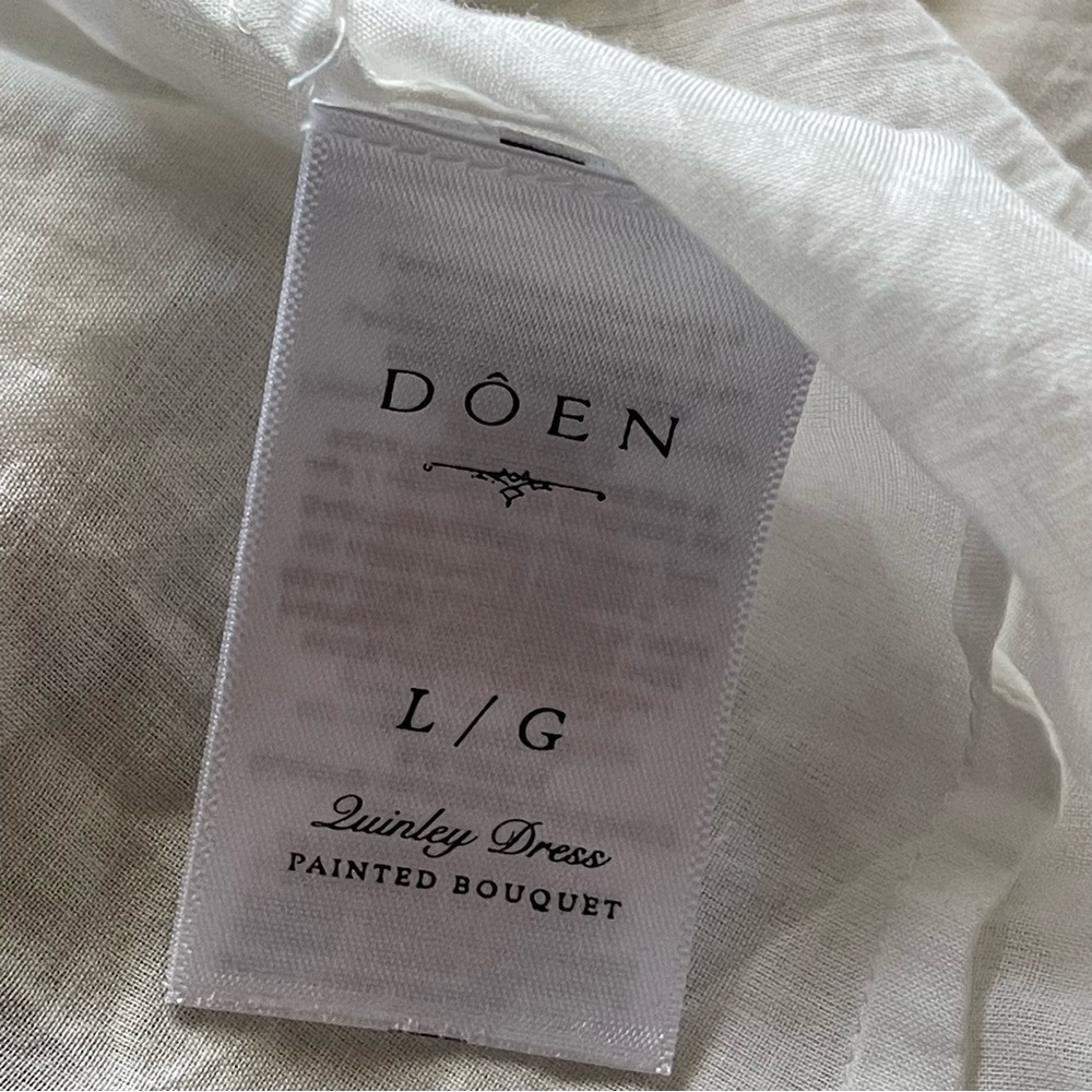 ✨NEW✨ DOEN Quinley Floral Organic Cotton Midi Dress in Painted Bouquet White L - Picture 11 of 14